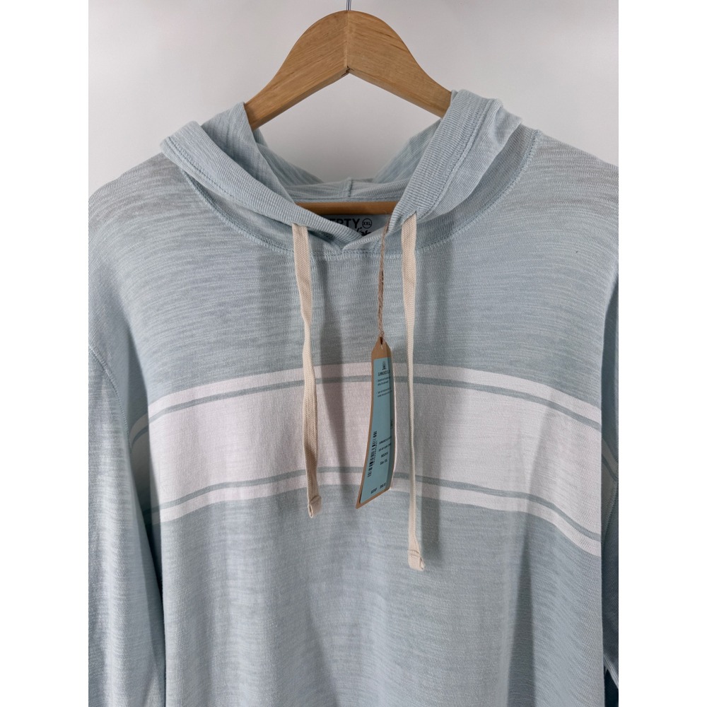 Faherty Sunwashed Slub Hoodie Mens XXL Sky Surf Stripe Organic Cotton NWT - Picture 4 of 7